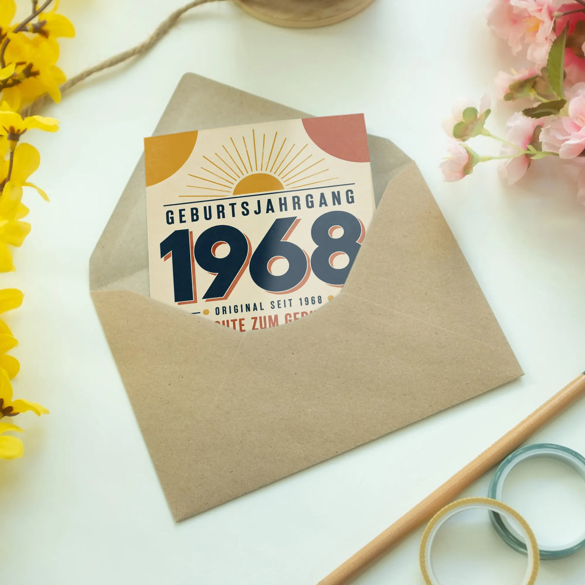 Elegante Geburtstagskarte für Jahrgang 1968 mit Zahl 1968