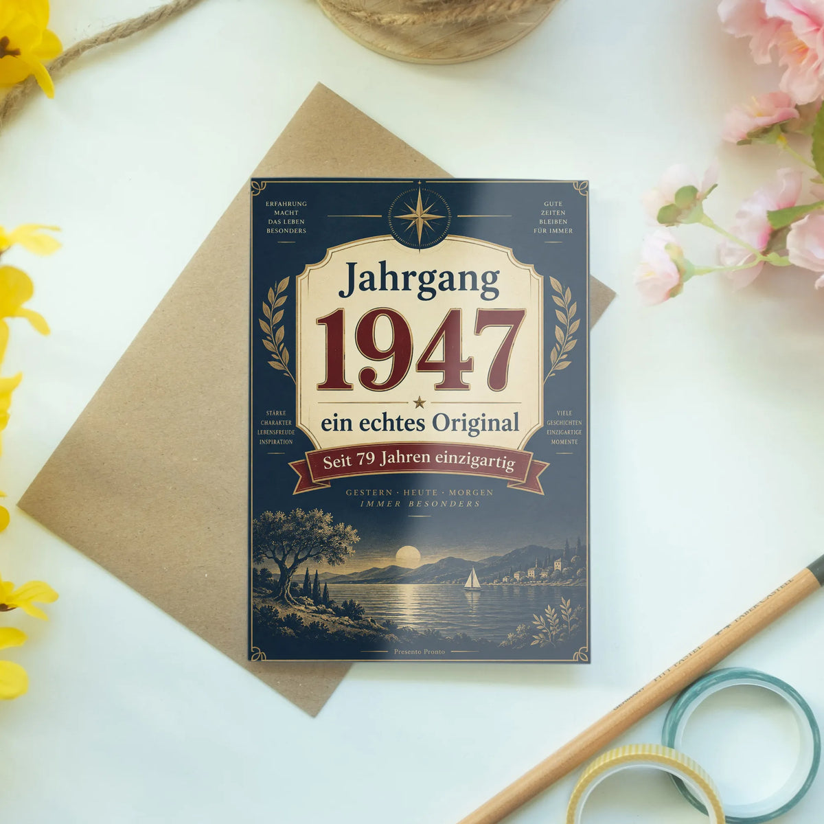 Elegante Geburtstagskarte Jahrgang 1947 zum 79. Geburtstag