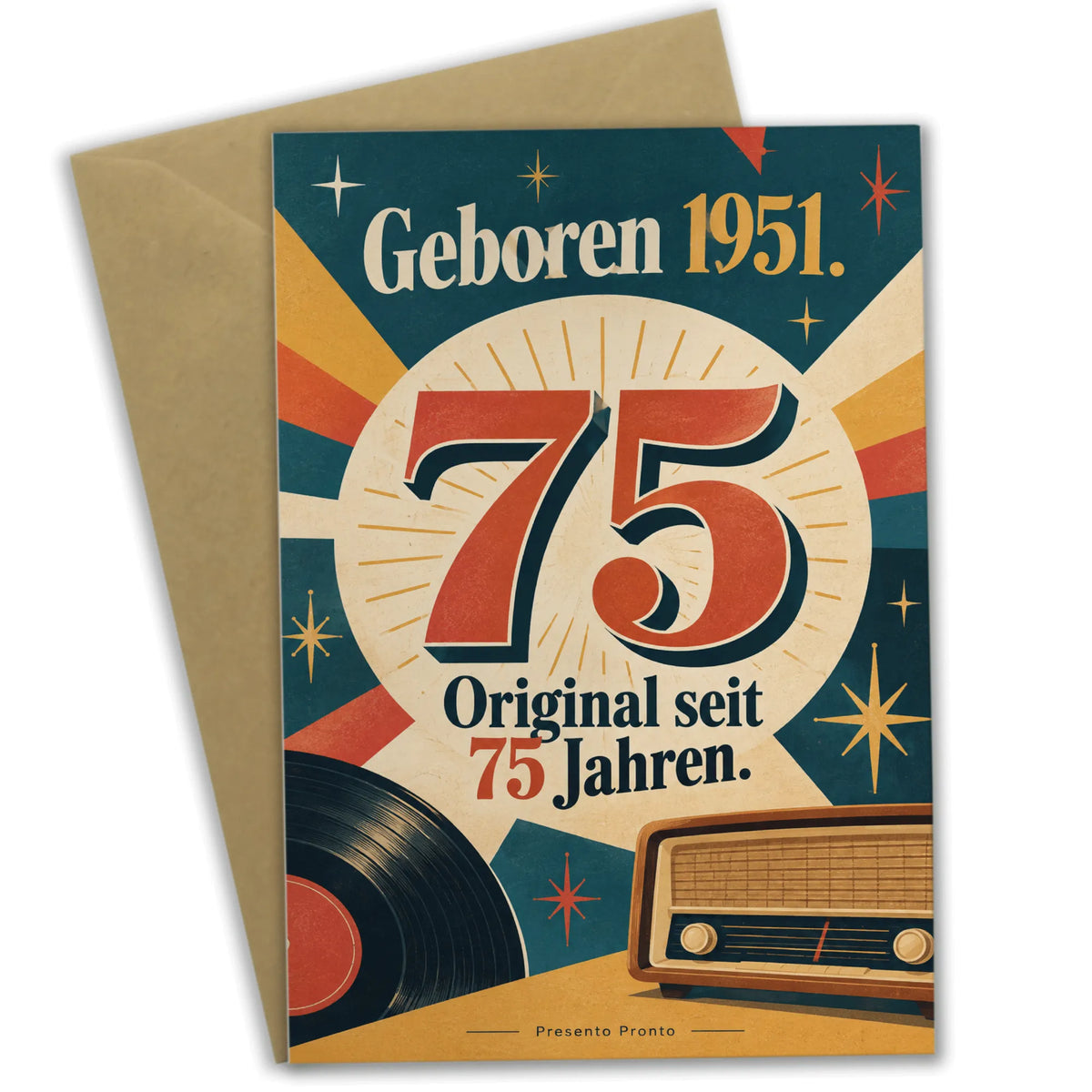 Witzige Geburtstagskarte für Jahrgang 1951 zum 75. Geburtstag