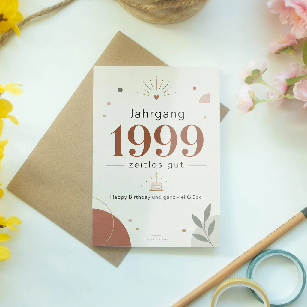 Elegante Geburtstagskarte zum 27 Geburtstag Jahrgang 1999|p:2021475|h:931e6227dea3054997162ceec1ed9997