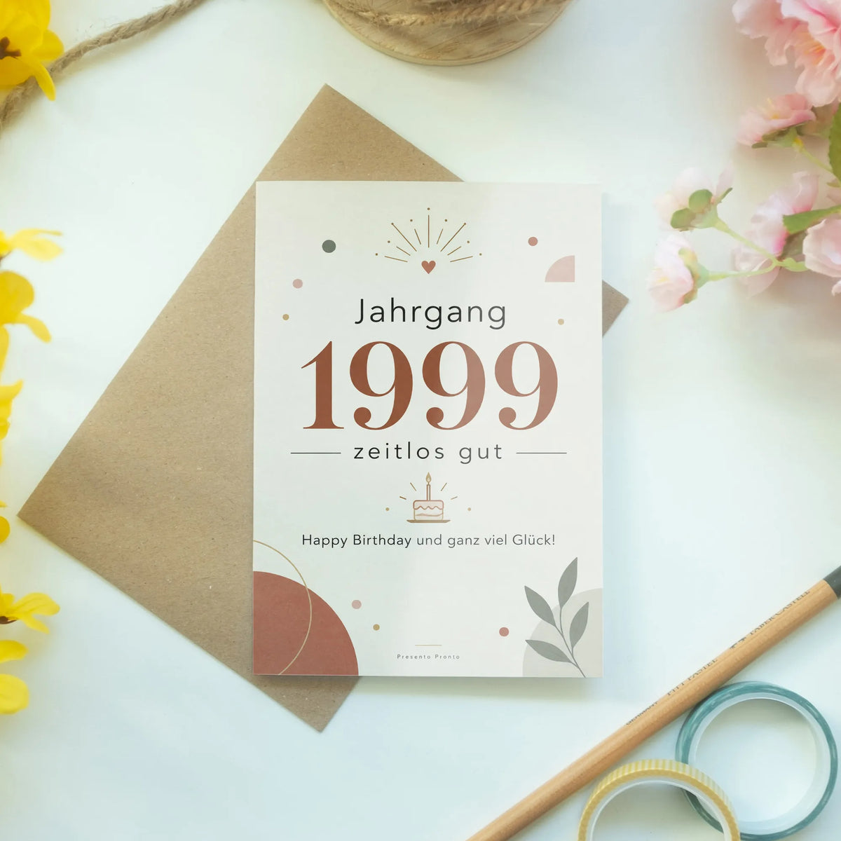 Elegante Geburtstagskarte zum 27 Geburtstag Jahrgang 1999