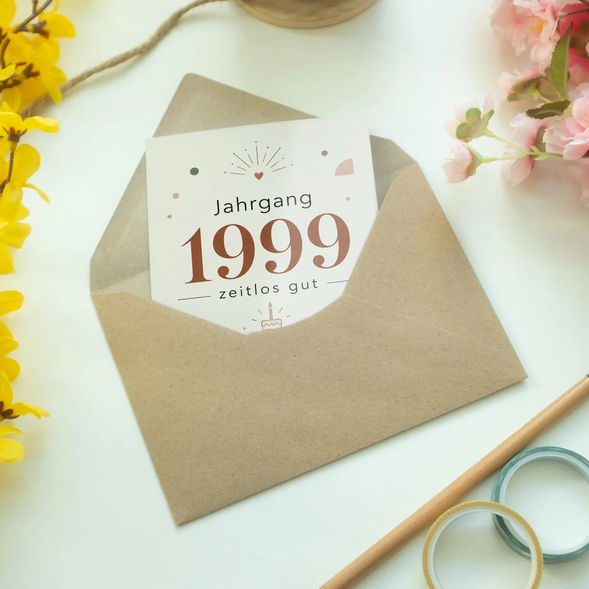 Elegante Geburtstagskarte zum 27 Geburtstag Jahrgang 1999
