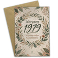 Elegante Geburtstagskarte Jahrgang 1979 zum 47. Geburtstag mit Blattkranz