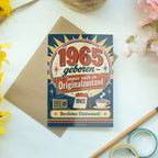 Lustige Geburtstagskarte zum Jahrgang 1965 mit Abzeichen|p:2021488|h:146daef0537c563fea9aafdd67c57e80