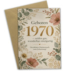 Elegante Geburtstagskarte für Jahrgang 1970 mit Wildblumen|p:2021494|h:0593e2ffba032e11ee756aff584a125a