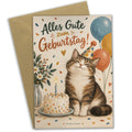 Süße Geburtstagskarte mit Katze im Partyhut