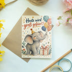 Fröhliche Geburtstagskarte mit Elefant und Luftballons|p:2021516|h:b54a493abfd1b17c77f40ba66cb3b3ff