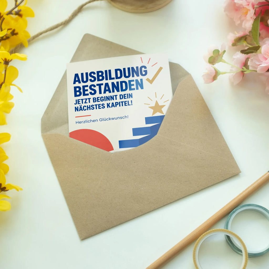 Elegante Glückwunschkarte zur bestandenen Ausbildung mit Stern|p:2021520|h:726acf7bd937fb9bcd4439b4375d3458