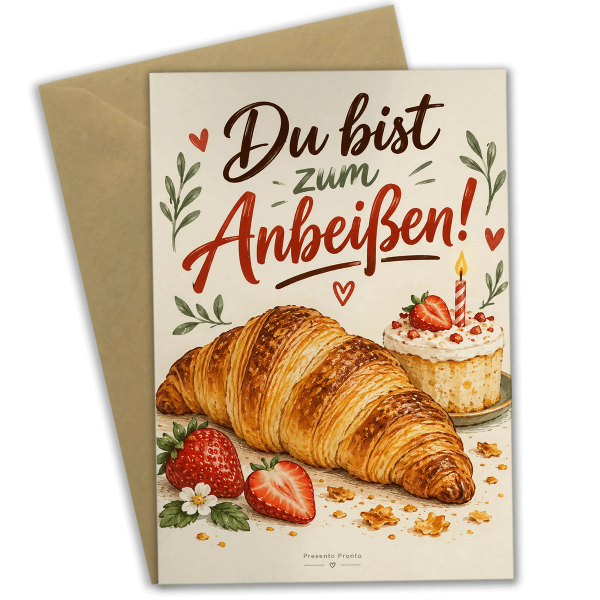 Freche Grußkarte für Essensfans mit Croissant