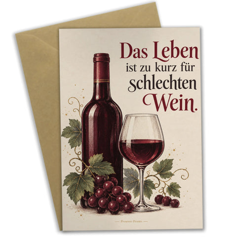 Lustige Grußkarte für Weinliebhaber mit Weinglas