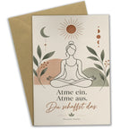 Aufmunternde Grußkarte für Yogafans mit Linienpose|p:2021524|h:962851ccdaeba4ffca2490d54ccaa120