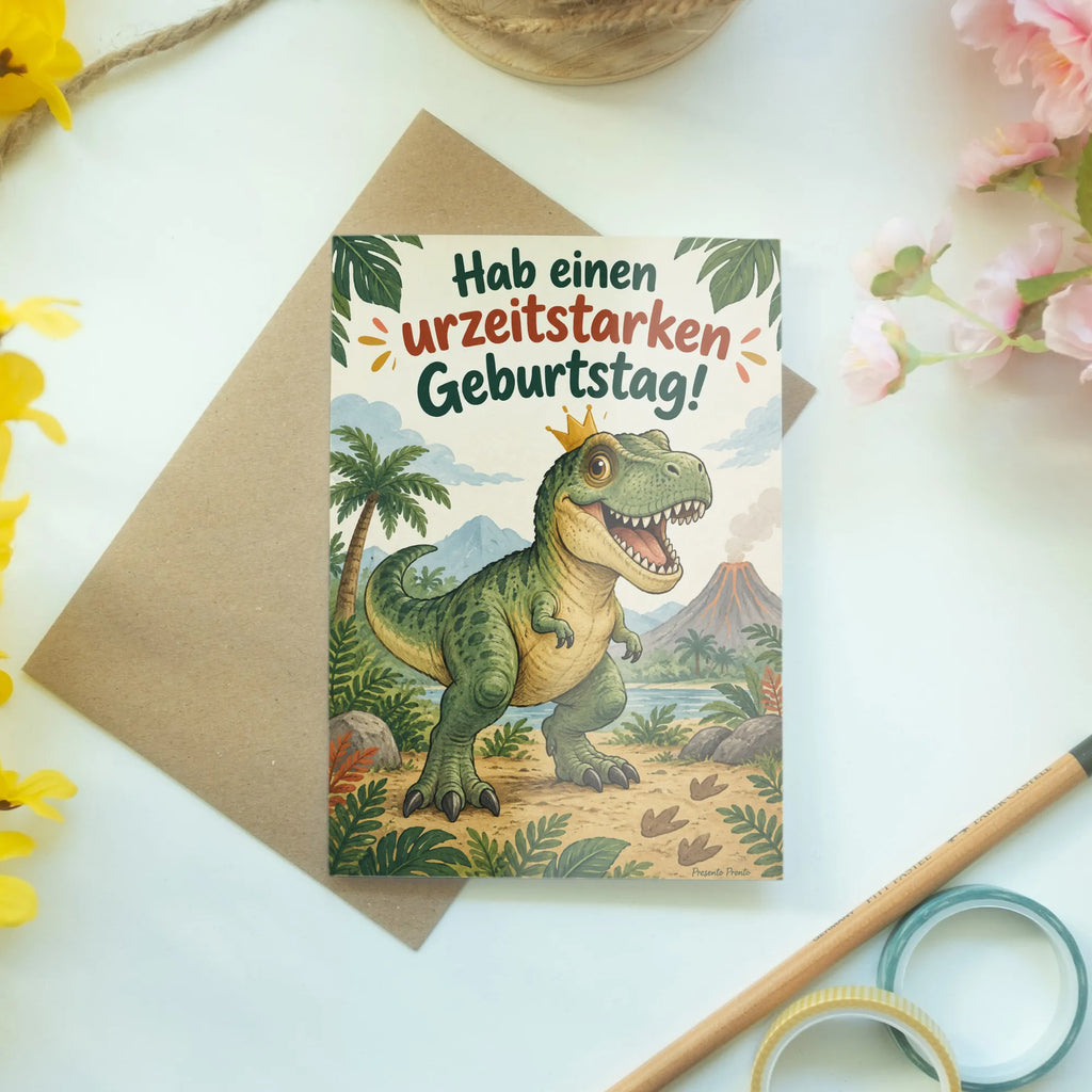 Lustige Dino Grußkarte zum Geburtstag mit T-Rex|p:2021527|h:38d0cfc86971efc1af090381eb019f6c