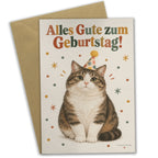 Lustige Geburtstagskarte für Katzenfans mit Partyhut|p:2021533|h:1d2654dbc73a01c1ee82555737f7f22c