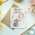 Herzliche Geburtstagskarte mit Elefant und Luftballons|p:2021535|h:2990c09eb84bbad4cb976598d50dfc04