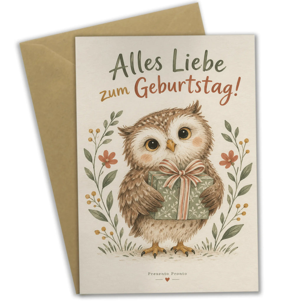 Herzliche Geburtstagskarte mit Eule und Geschenk|p:2021549|h:2ac8f6fb93c2dbcef5eaefd7ff4086da