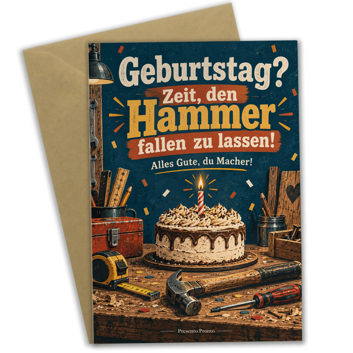 Lustige Geburtstagskarte für Handwerker mit Hammer