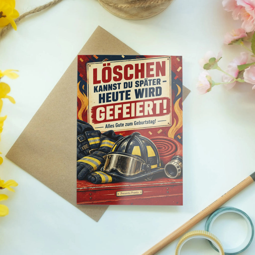 Lustige Geburtstagskarte für Feuerwehrmann mit Feuerwehrhelm|p:2021564|h:a6dac351d60e2994d54bf75452996e7c