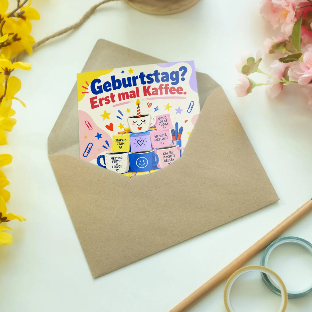 Lustige Geburtstagskarte für Kollegin im Büro mit Kaffeetasse|p:2021572|h:94c74a1b40b543aca3e98a160426de94