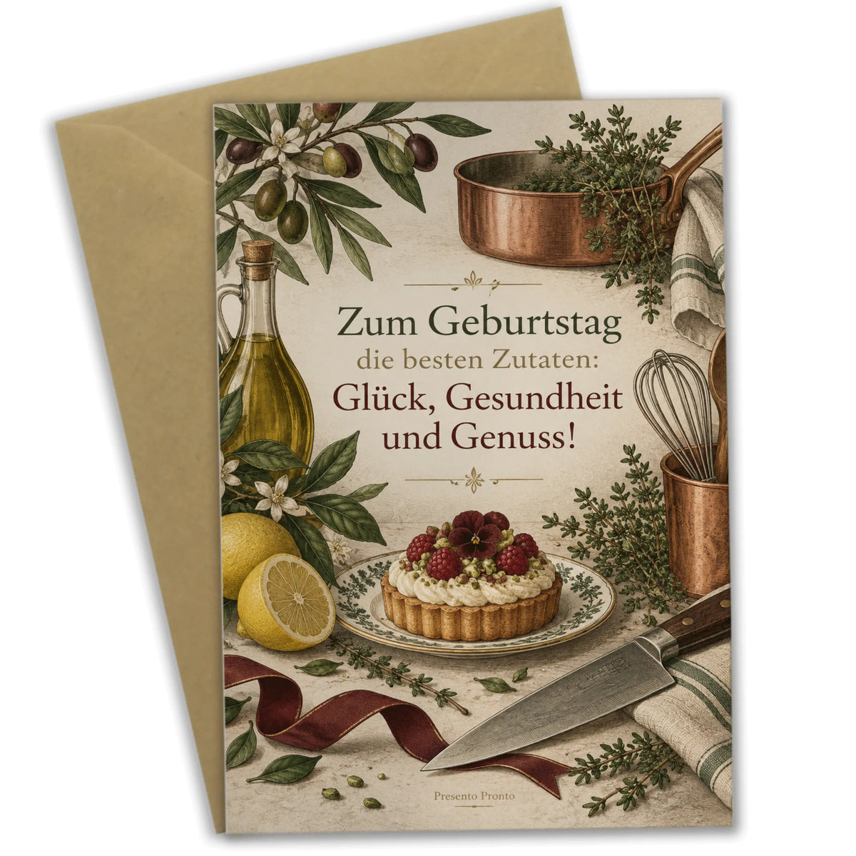 Elegante Geburtstagskarte für Köche mit Kochmesser
