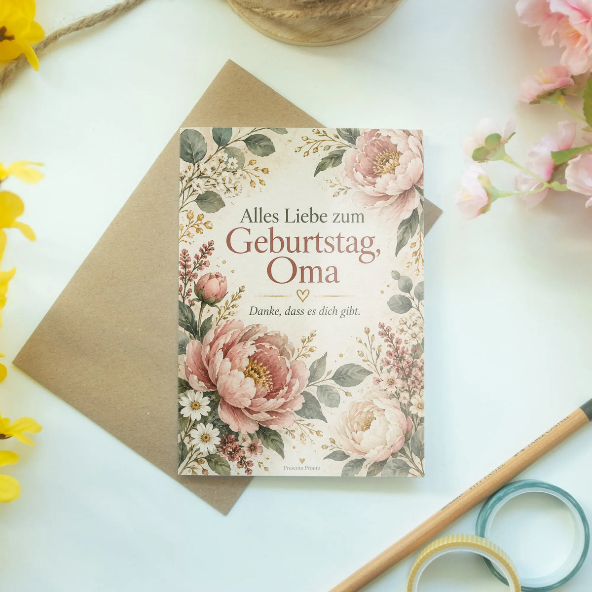 Elegante Geburtstagskarte für Oma mit Blumen