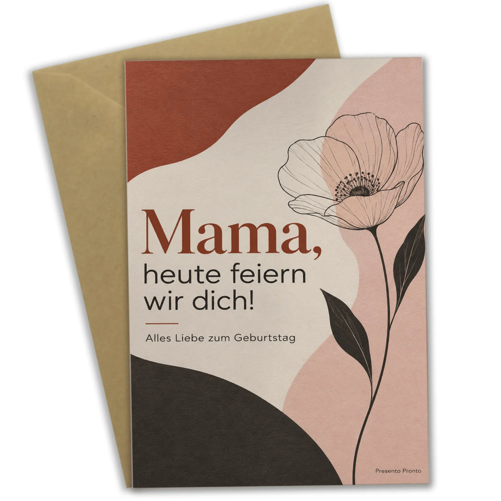 Herzliche Geburtstagskarte für Mama mit Linienblume|p:2021591|h:be8457e333a572496869e4ee4a4563b7