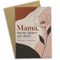 Herzliche Geburtstagskarte für Mama mit Linienblume