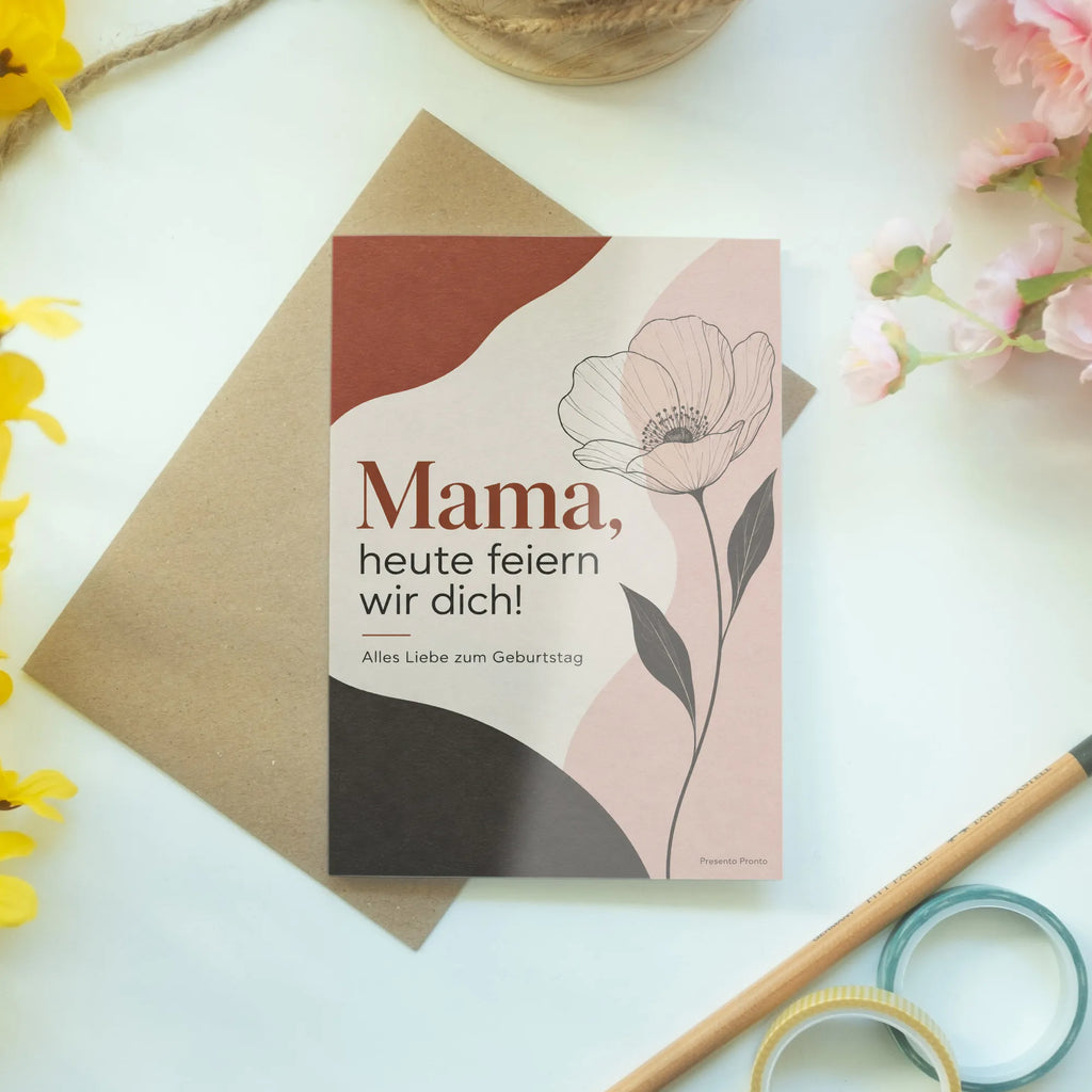 Herzliche Geburtstagskarte für Mama mit Linienblume|p:2021591|h:ee09ed31d1a18b35494eb669399e1781