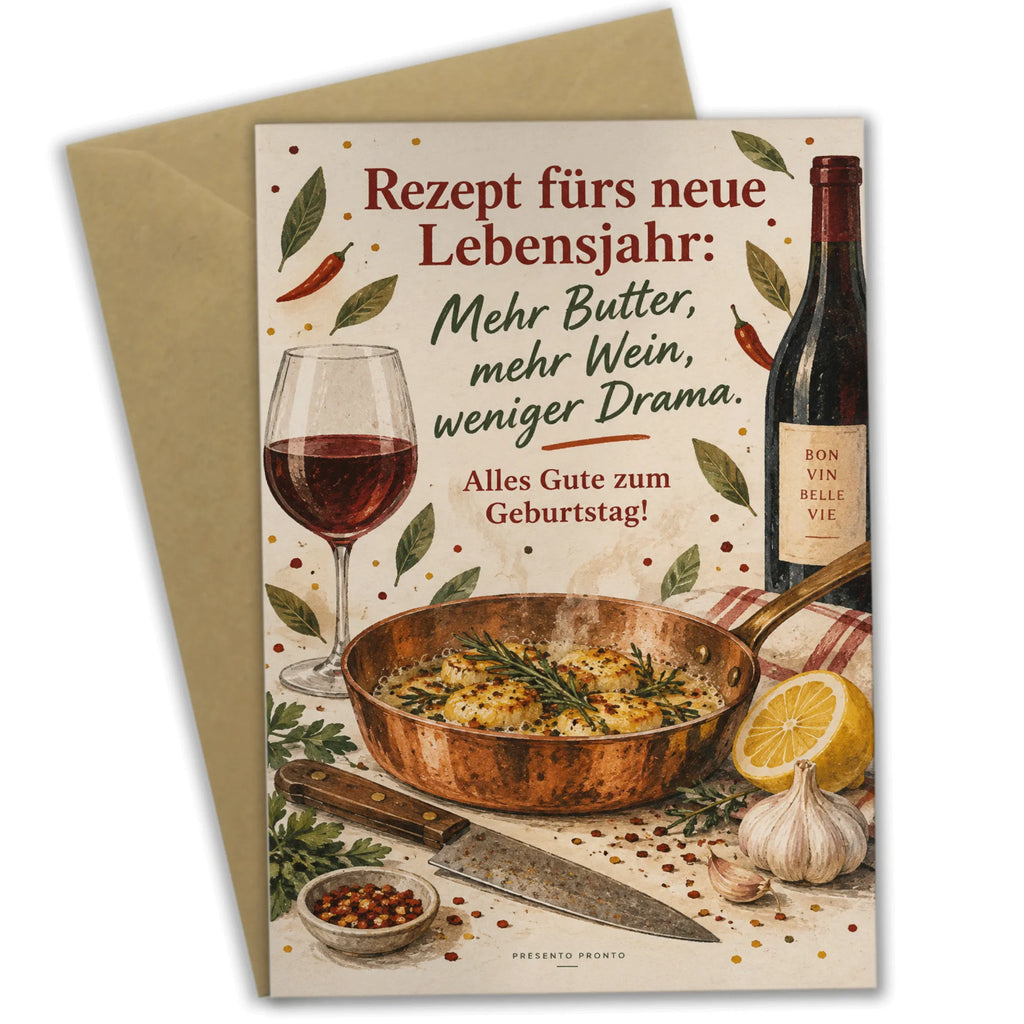 Lustige Geburtstagskarte für Koch mit Sautépfanne|p:2021597|h:43d3010a66bdf16d1c4ec35d5fa24502