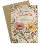 Liebevolle Geburtstagskarte für die Schwester mit Blumen|p:2021601|h:09567b7a2adb0b818c8a46c8703c13ea