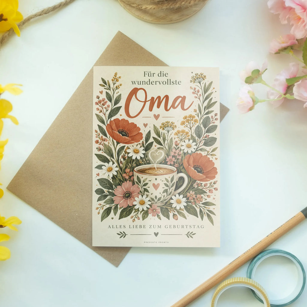 Herzliche Geburtstagskarte für Oma mit Blumenstrauß|p:2021602|h:ee7b16a0a55ca8f8e921e47726bf0f9f
