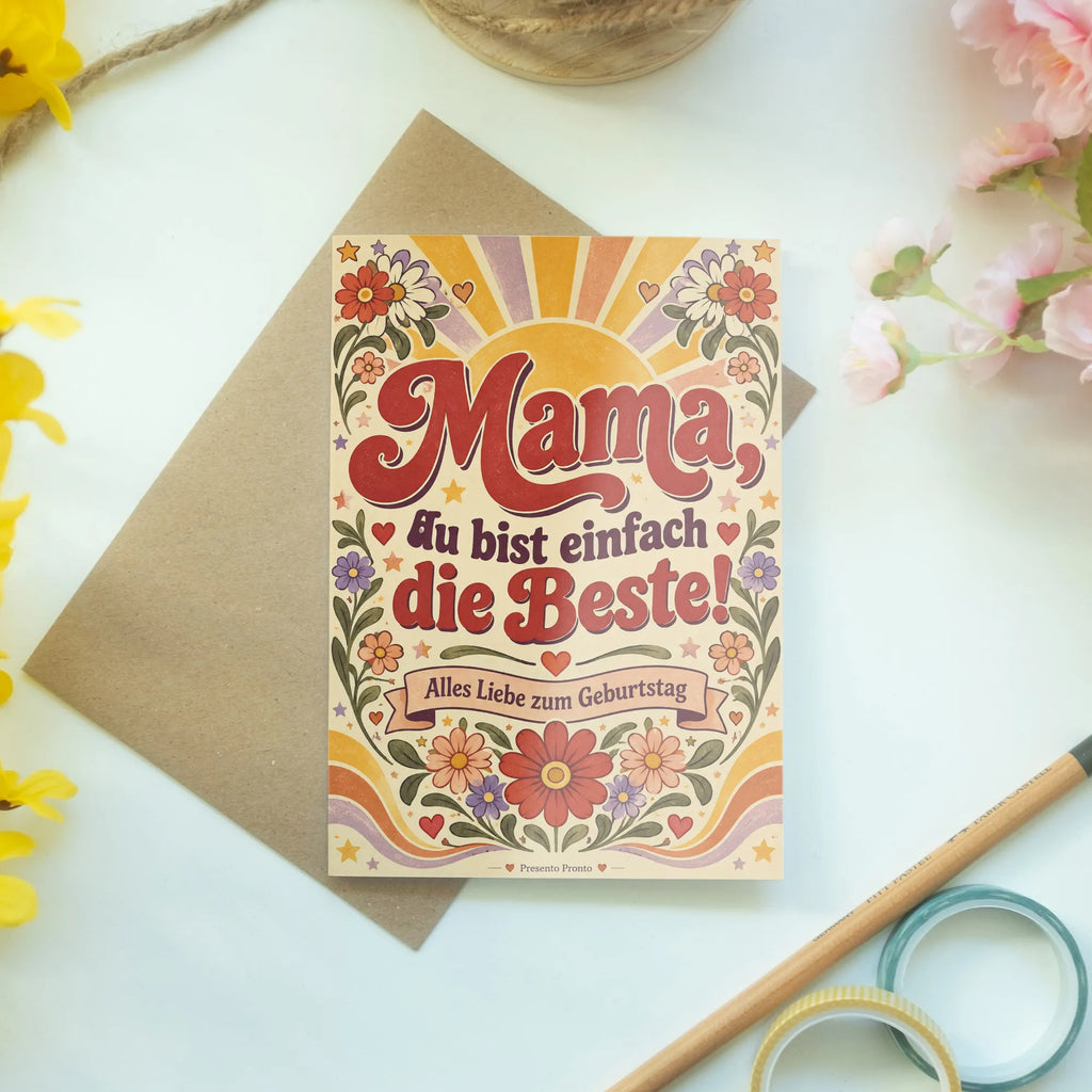 Herzliche Geburtstagskarte für Mama mit Retroblumen|p:2021603|h:a918e966c48402c69a4c9ad968c31144