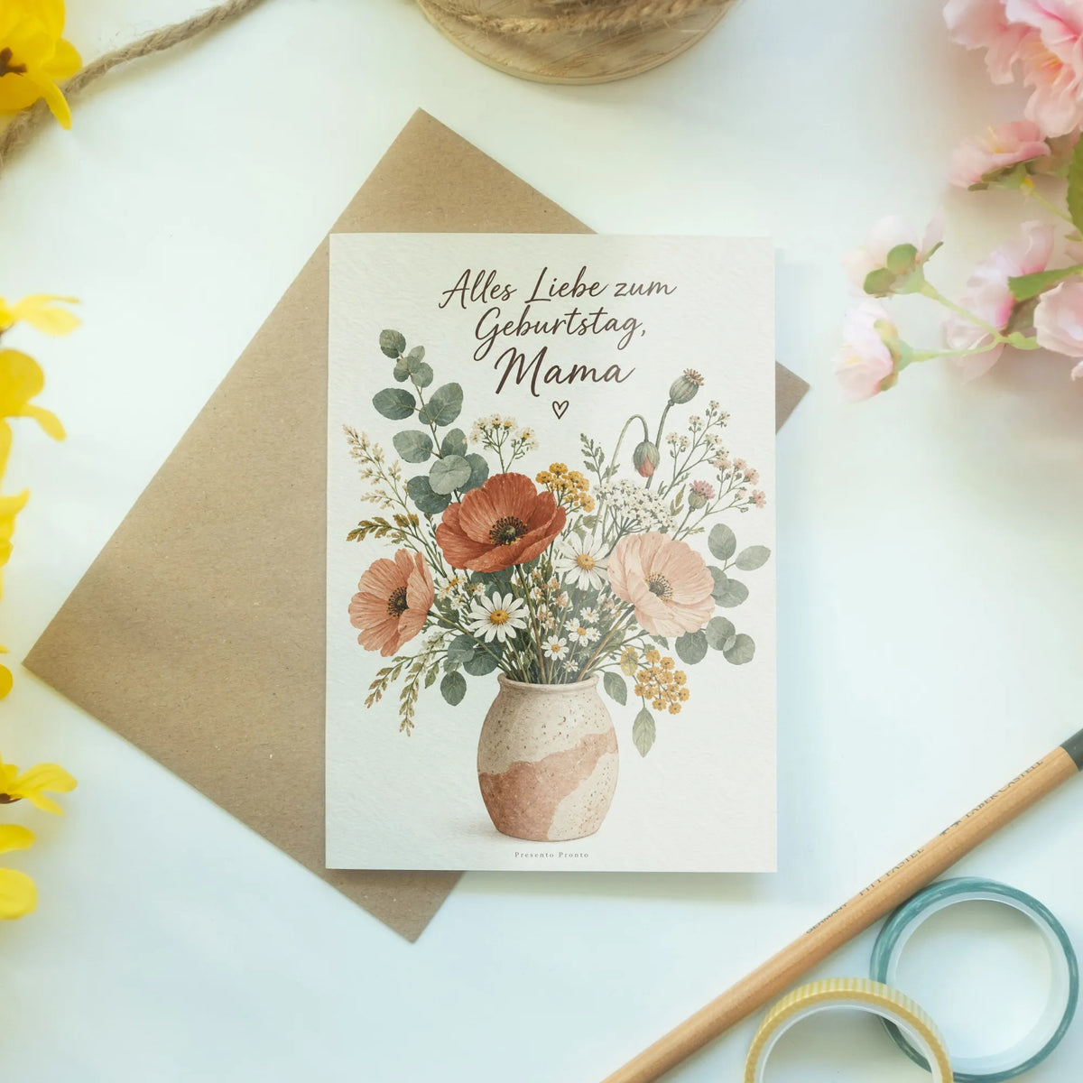 Elegante Geburtstagskarte für Mama mit Wildblumen