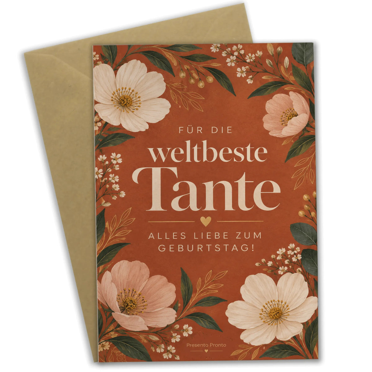 Elegante Geburtstagskarte für die Tante mit Blumen