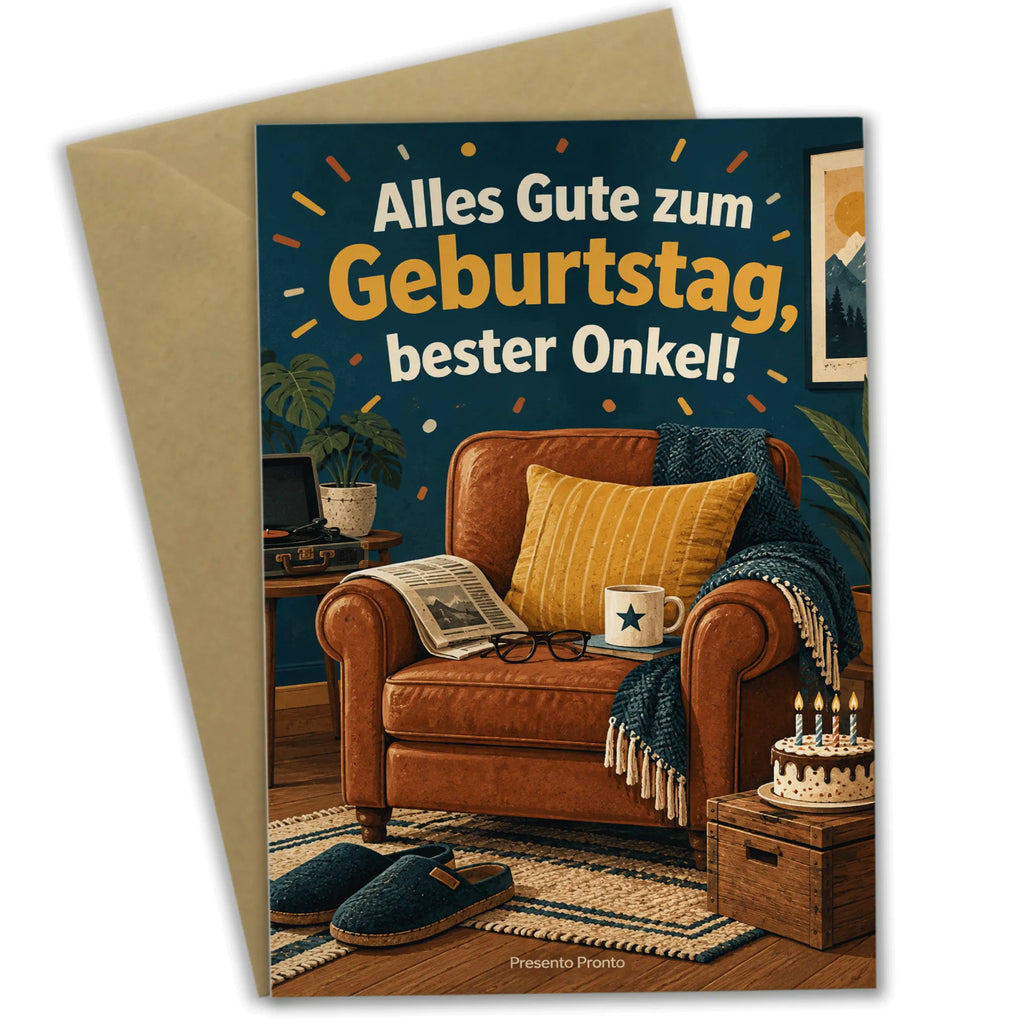 Herzliche Geburtstagskarte für den Onkel mit Sessel|p:2021615|h:cbd7c97275838d959d37ac89fefd07ae