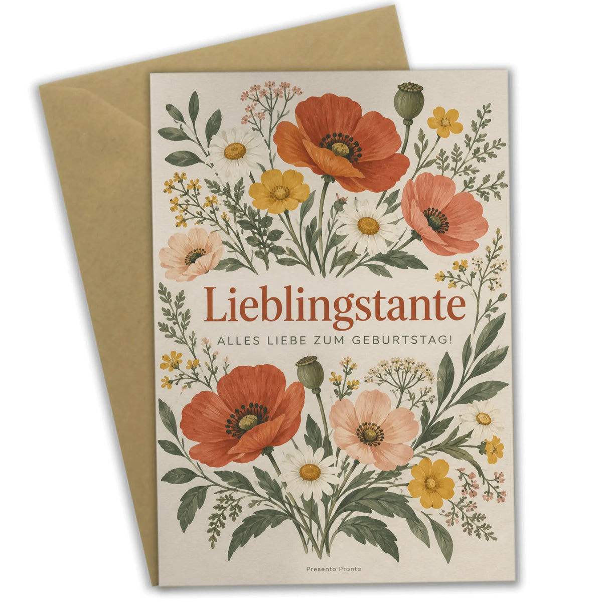 Herzliche Geburtstagskarte für die Tante mit Blumenstrauß