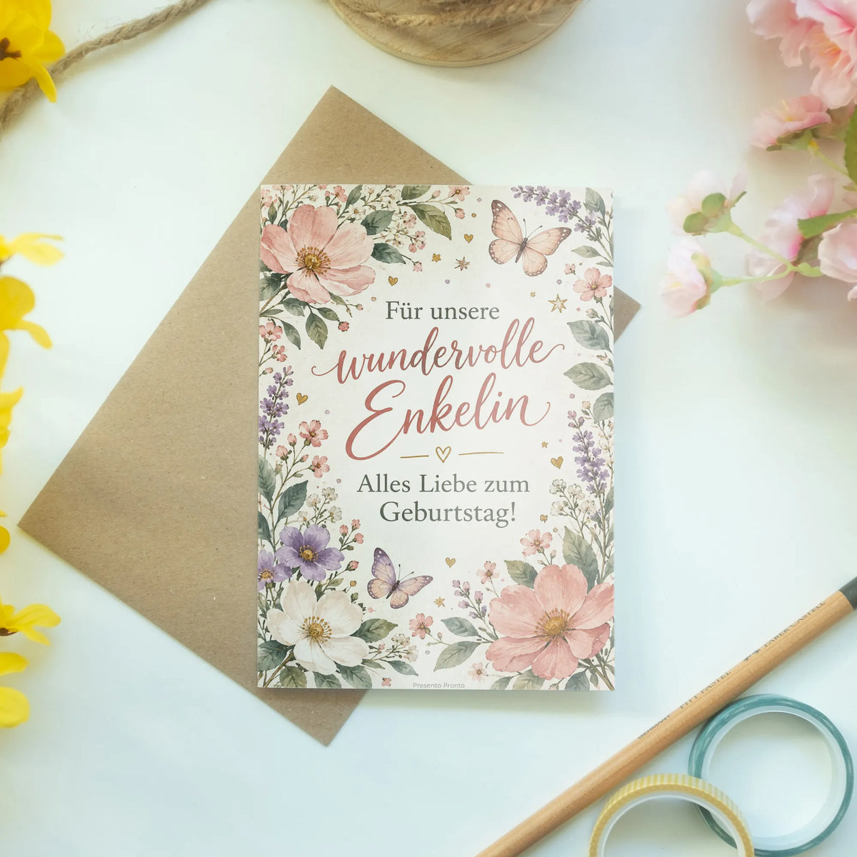 Liebevolle Geburtstagskarte für Enkelin mit Wildblumen