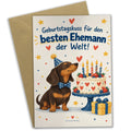 Liebevolle Geburtstagskarte für den Ehemann mit Dackel