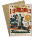 Lustige Geburtstagskarte für Onkel mit Kaffeekanne