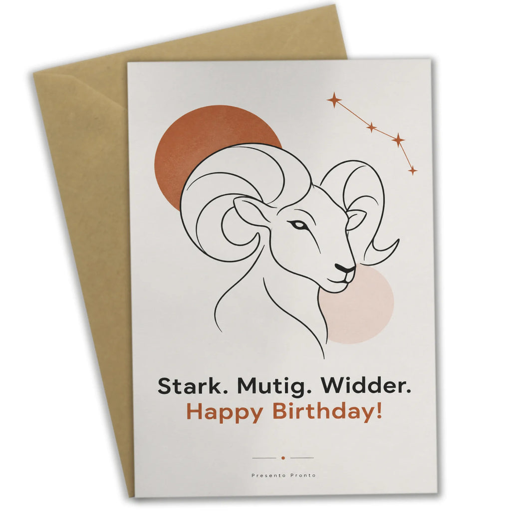 Starke Geburtstagskarte Sternzeichen Widder mit Widderkopf|p:2021642|h:3ada608136b2cb62d471115d333dd03e