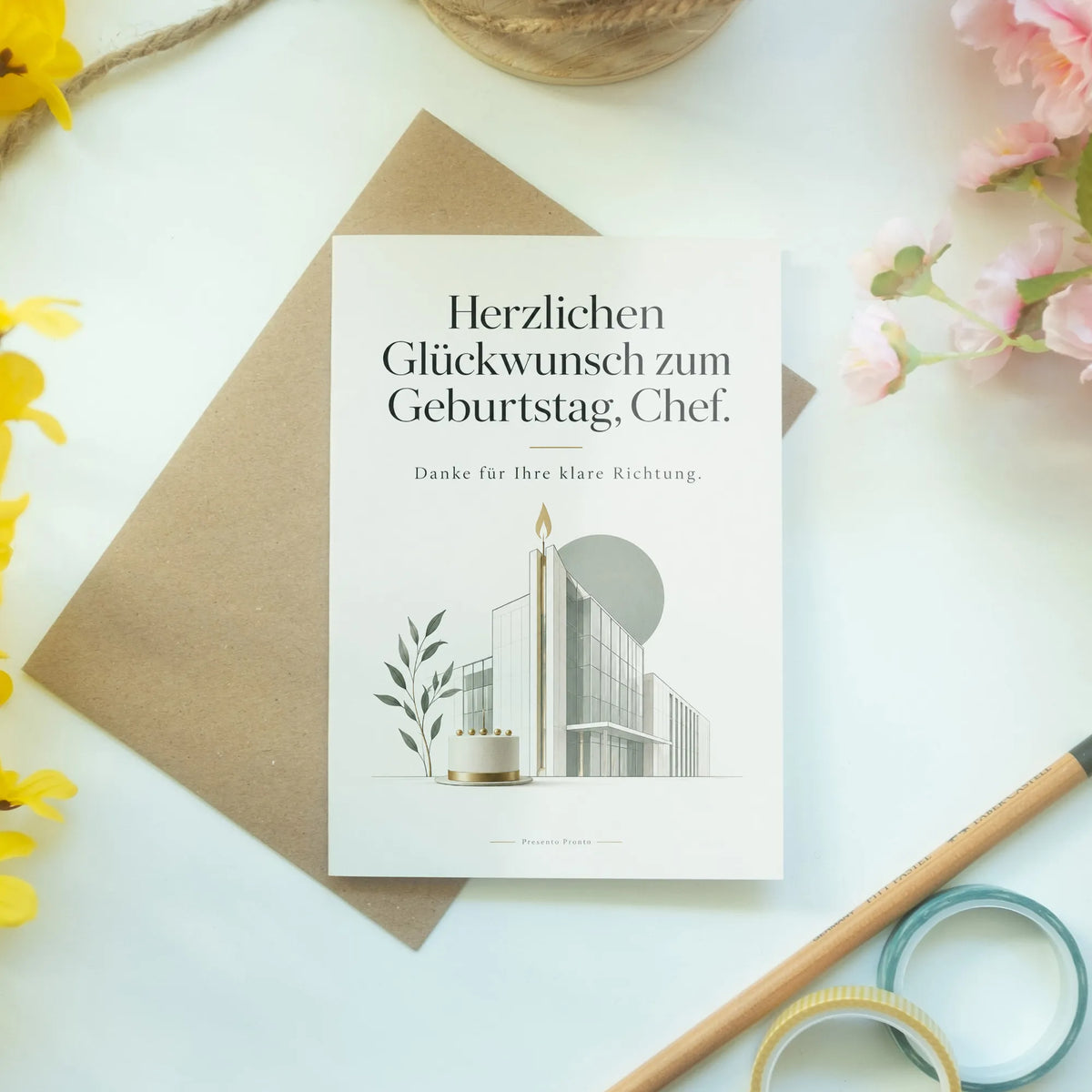 Elegante Geburtstagskarte für den Chef mit Kerze