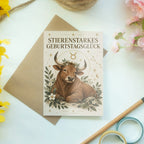 Starke Geburtstagskarte Sternzeichen Stier mit freundlichem Stier|p:2021645|h:0ce47558e362156c6384139b4c2ebd81