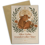 Elegante Geburtstagskarte Sternzeichen Stier mit Olivenzweigen|p:2021655|h:28b37768035c62656a408408a3fe0970