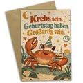 Lustige Geburtstagskarte für das Sternzeichen Krebs mit Partyhut