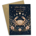 Elegante Geburtstagskarte für Sternzeichen Krebs mit Mondphasen
