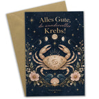 Elegante Geburtstagskarte für Sternzeichen Krebs mit Mondphasen|p:2021662|h:83a351f24333a79a027653176caec2b7