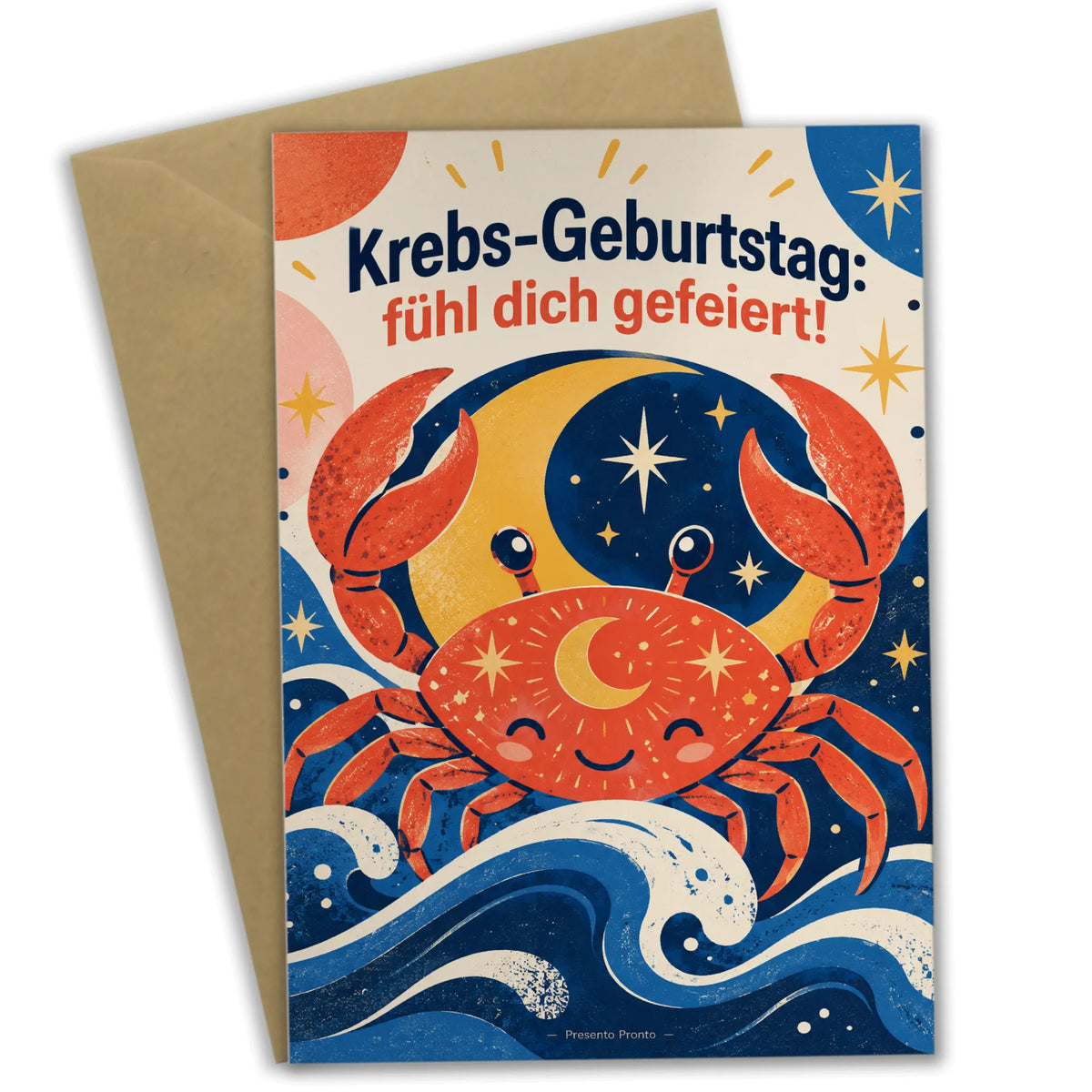 Herzliche Geburtstagskarte für Krebs mit Sichelmond