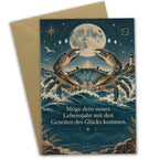 Besinnliche Geburtstagskarte für Krebs mit Mond über Wellen|p:2021666|h:a25224ef655d6aee4eaf9344de2c3242