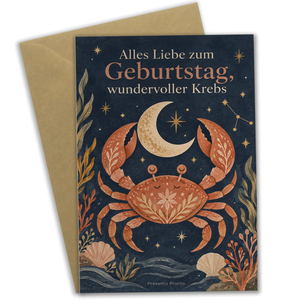 Herzliche Geburtstagskarte für Krebs mit Mondsichel und Sternen|p:2021669|h:3cd41cfde499817acb84d9a137442253