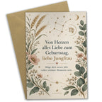 Elegante Geburtstagskarte für Sternzeichen Jungfrau mit Wildblumen|p:2021673|h:27cb259a7df488569ad8bd53db61e78d