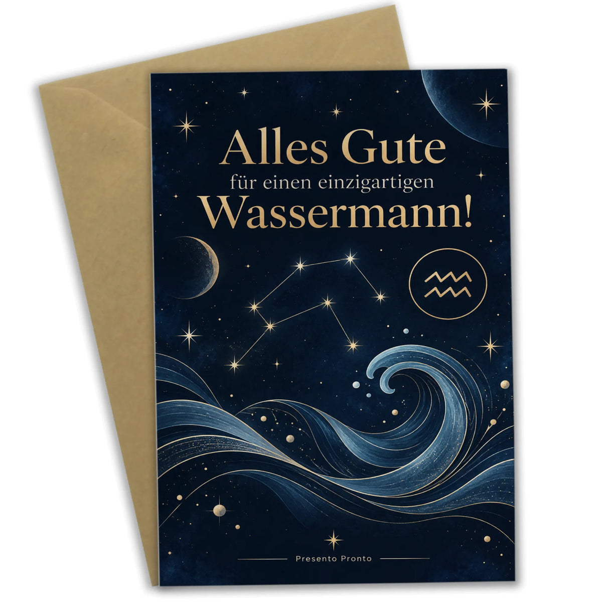 Elegante Geburtstagskarte für Wassermann mit Sternbild